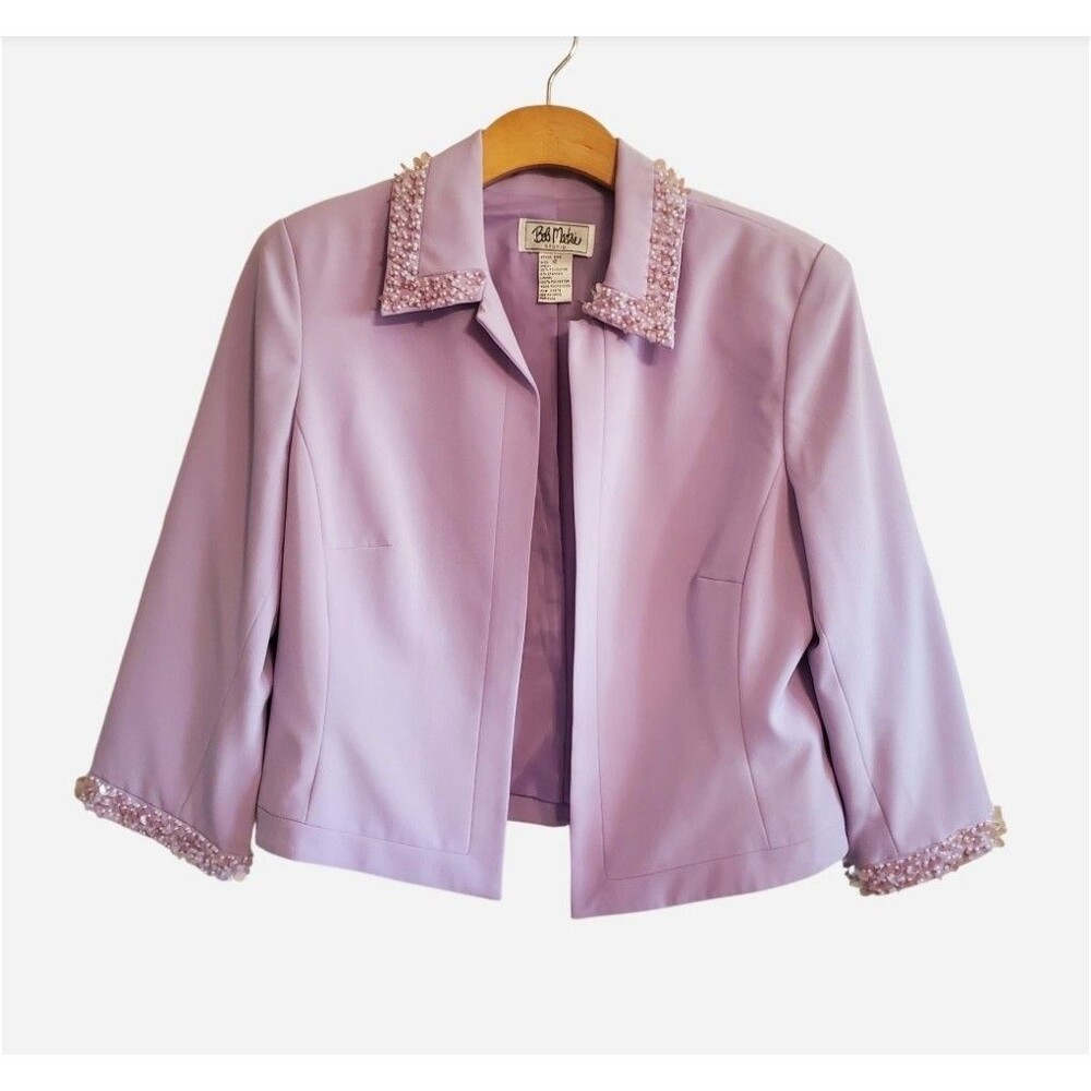Bob Mackie Studio Purple Beaded Sequin Embellished Blazer Jacket Size 12 Bratz